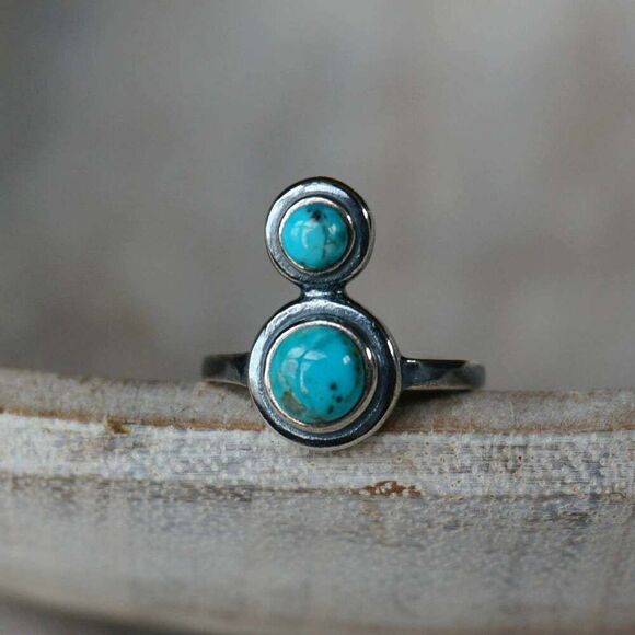 Boho Native American Turquoise Serenity Sterling Silver Adjustable Ring, Gift B - Picture 1 of 7